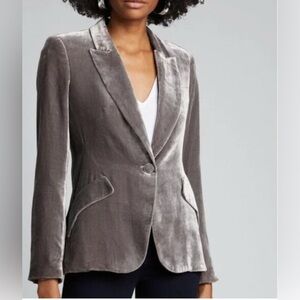 New L’Agence Chamberlain Gray Velvet Women's Blazer size 2